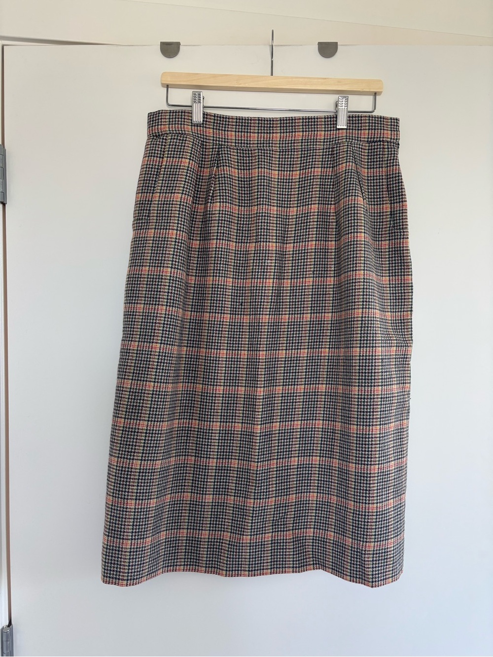 Hermes Plaid Midi Skirt in Black and Pink